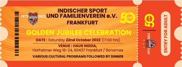 Event ticket Golden Jubilee event ticket design Gold entry Germany.