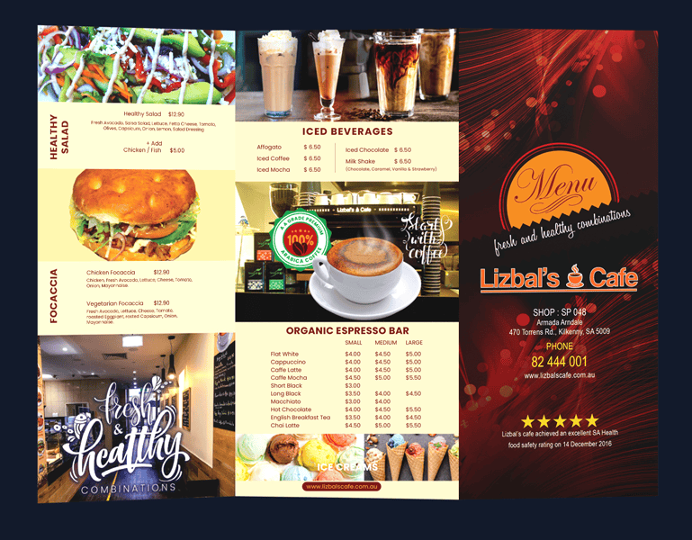 Brochure design Lizbals Cafe(2) Lizbals Cafe Adelaide brochure menu design