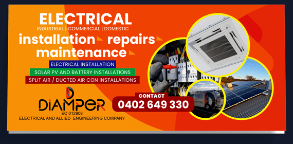 DL Card design Diamper Electricals postcard design for Diamper Electricals Pty Ltd in Perth.
