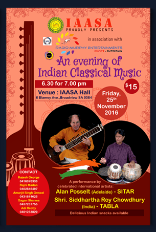 Poster Design Indian Classical Night Poster design Indian classical music night Adelaide South Australia.