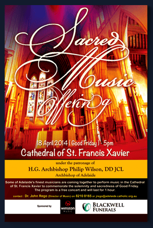 Poster Design Sacred Music Poster design sacred music concert  Adelaide.